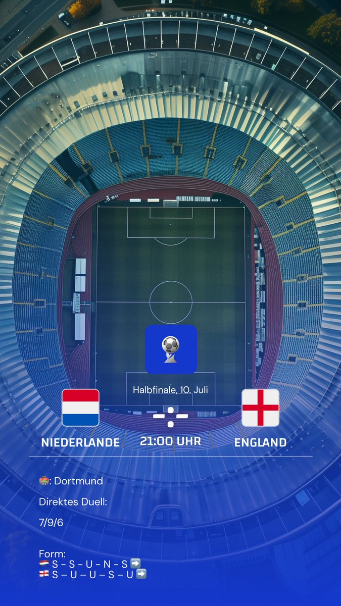 EM_2024_'s tweet photo. EM-Halbfinale 2/2 🔥 Wer folgt Spanien ins Finale nach Berlin? Der niederländische Party-Zug oder doch die Three Lions?
Auf unserer Website findest du weitere News zu der Partie sowie Experten- und KI-Tipps 💥 #Euro2024SemiFinal #EURO2024 #Netherlands #EnglandNetherlands #England https://t.co/N9gEc1lfmC