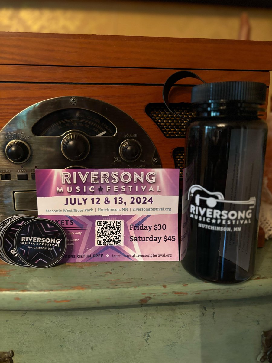 RiverSongFest's tweet photo. Who's excited for #RiverSong24 this weekend?! The weather is predicted to be beautiful and warm. Stay cool by drinking plenty of water in a NEW RiverSong water bottle! Buy your water bottle, pick up a free sticker, and stop by the Hydration Station. See you Friday! https://t.co/5amWzkxNUT