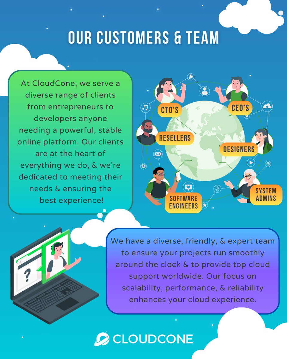 cloudcone's tweet image. From entrepreneurs to developers, we're committed to satisfying our customers with exceptional support from our dedicated team 24/7. 🧑💻🔧
#cloudsupport #webdevops #softwareengineers #unifyingthecloud
