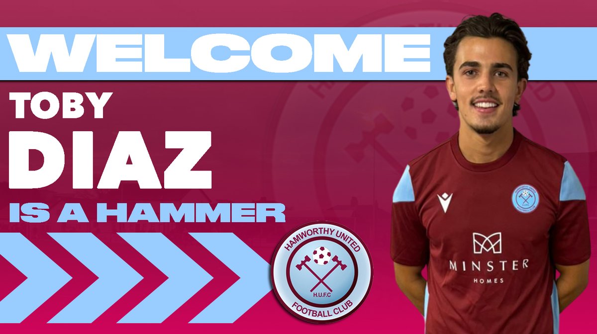 HamworthyUtdFC's tweet photo. ✍️ Diaz is a Hammer!

Hamworthy are delighted to announce Toby has committed to the Hammers for the 24/25 season.

Talented and versatile defender with previous experience with @PortlandUnited in the Wessex Premier. One to watch and certainly a bright future.

UP THE HAMMERS ⚒️ https://t.co/mV2fH635Nv