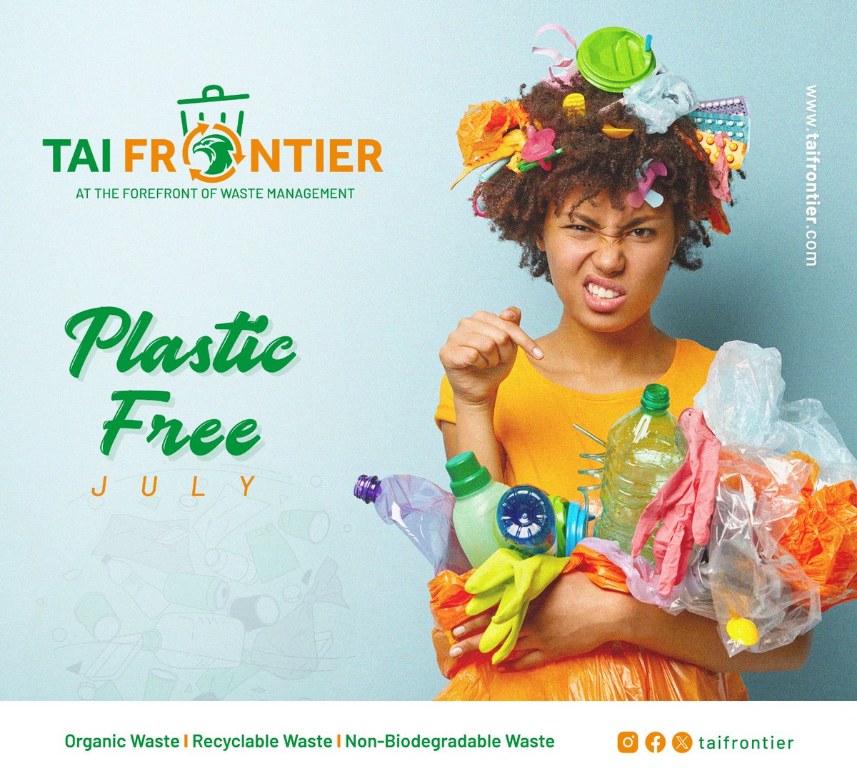 Taifrontier's tweet photo. Embrace Plastic Free Month with us! Commit to reducing single-use plastics and make sustainable choices that benefit our planet. Together, we can create a healthier environment for future generations. Every small action counts—let’s make a lasting impact!   
#PlasticFreeJuly https://t.co/Cg2Tcnk651
