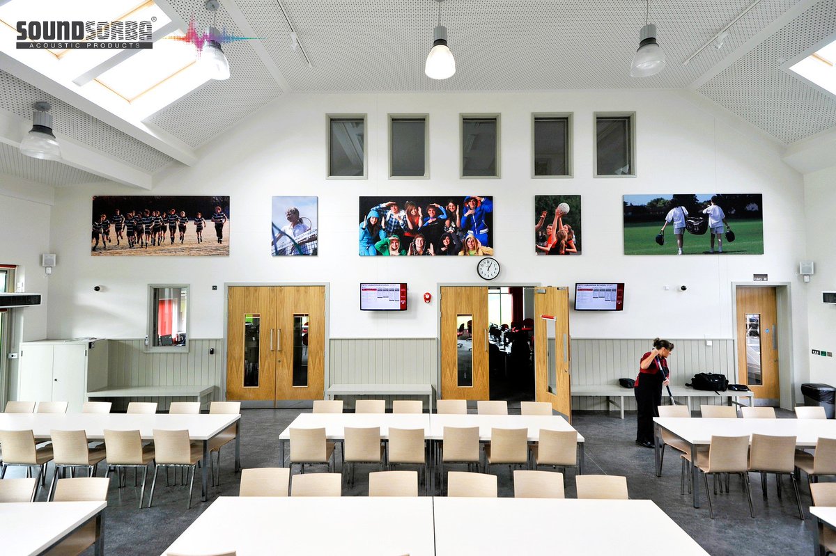 soundsorba's tweet photo. Fotosorba acoustic panels are customisable with your own imagery and provide exceptional sound absorption.
This school has used them to great effect, significantly  improving the acoustics in their dining hall. 
#acoustics #acousticpanels #acousticdesign #acousticsolutions https://t.co/heVxgzYu3A