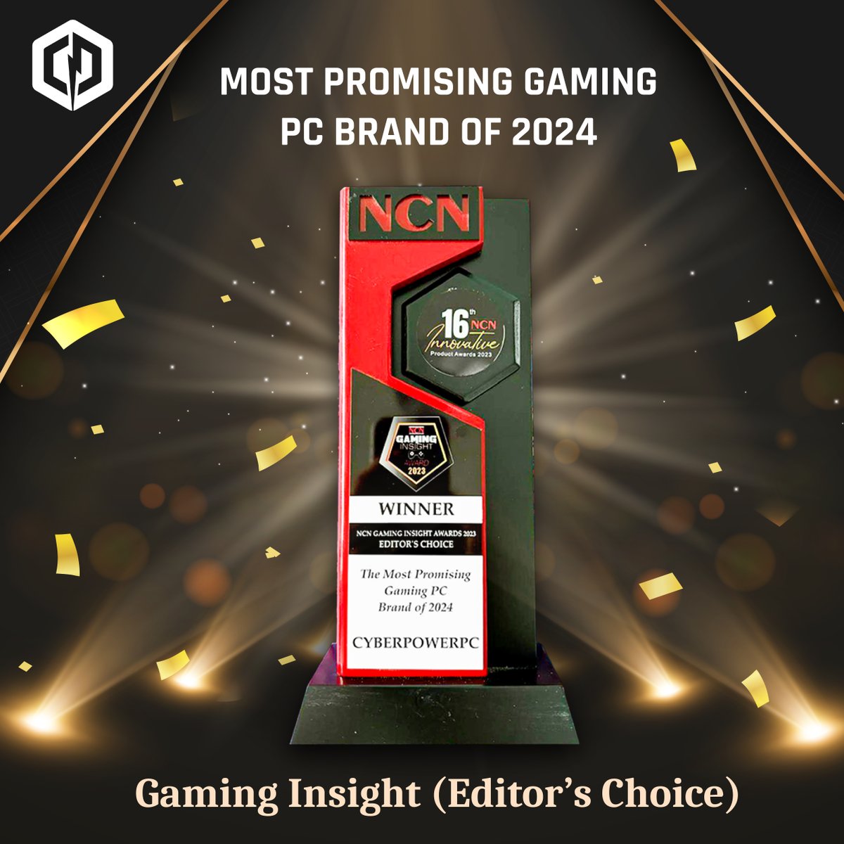 CyberPowerPC_IN's tweet photo. #1 in the US and now The Most Promising Brand in India! 🏆🎮

Our achievement under the Gaming Insight (Editor's Choice) category is truly overwhelming.

A huge thank you to our community! 

#1InIndia #PromisingBrand #EditorsChoice #NCN #NCNMagazine #cyberpowerpc #gamingpc https://t.co/qxDAqTTBKt