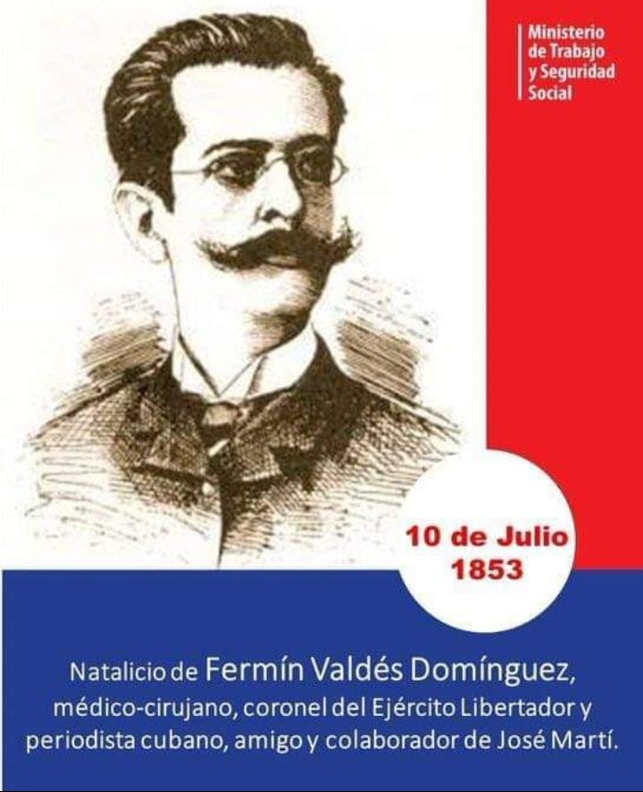 BeatrizJUrrutia's tweet photo. El 10/07/1852 nació Fermín Valdés Domínguez, quien reivindicó la inocencia de los ocho estudiantes de Medicina fusilados en 1871.
Este patriota cabal es recordado  como el hermano del alma de José Martí, como lo llamó el Apóstol por la amistad que los unió.
#SantiagoDeCuba https://t.co/i0dv9joMIH