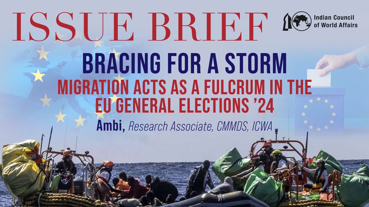 ICWA_NewDelhi's tweet image. In the months leading up to the #EUElection, "migration," "mobility," and "asylum" were central issues shaping the political landscape. The #EuropeanParliament's passage of the New Pact on Migration and Asylum on 10 April 2024 underscores the focus on migration governance.