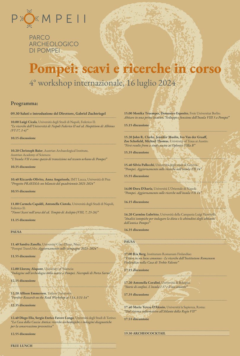 Looking forward to our annual Pompeii workshop on current research in the ancient city!