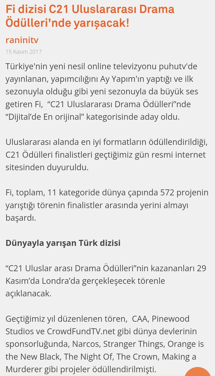 badpostsarikaya's tweet photo. Serenay Sarıkaya'nın başrolünde yer aldığı Fi dizisi “C21 Uluslararası Drama Ödülleri”nde “Dijital’de En orijinal” kategorisinde aday oldu. (2017) #fi #ficipi https://t.co/fRRshiliKB