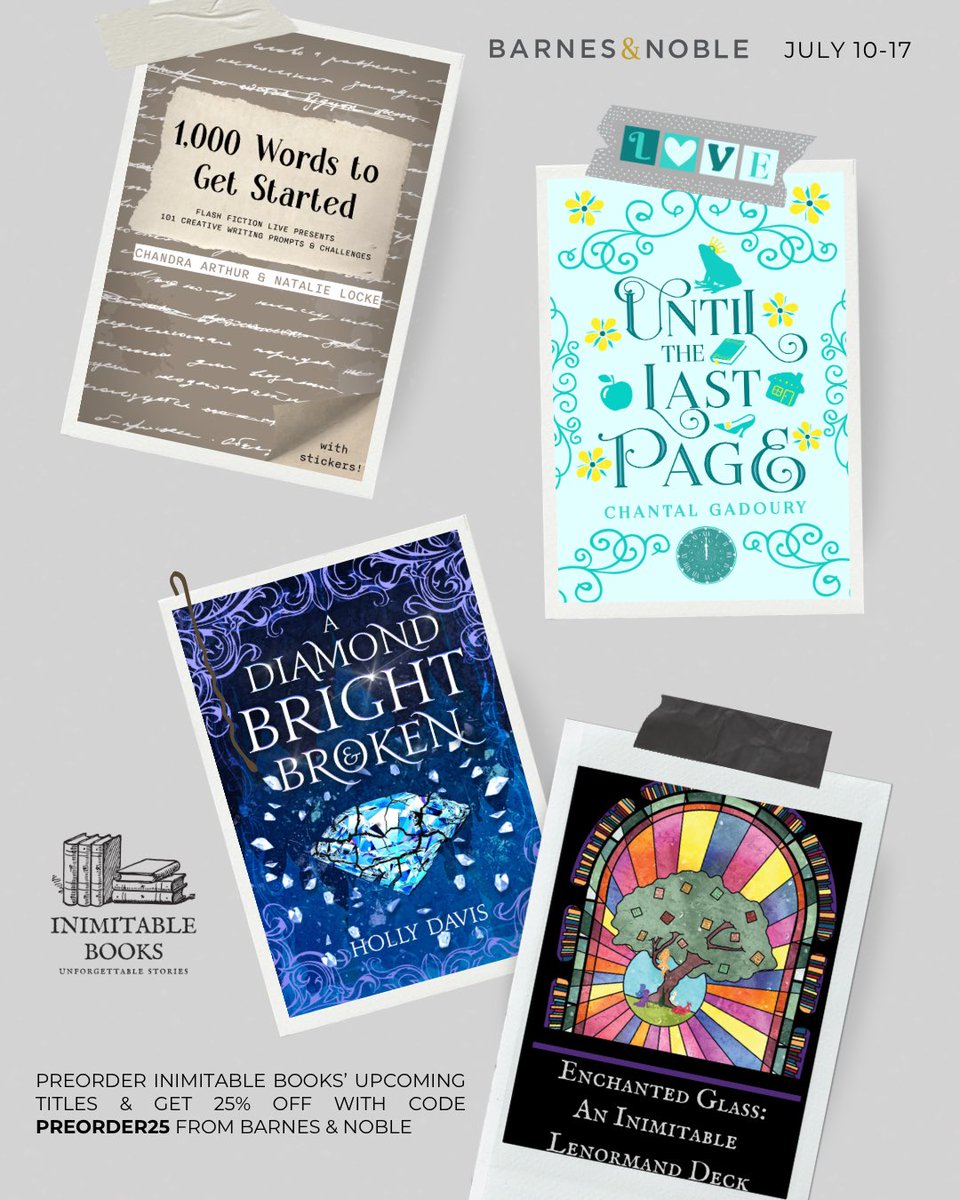 Today starts <a href="/BNBuzz/">Barnes & Noble</a>’s #preordersale through July 17th! Grab our forthcoming titles by Veronica King, @seechanwrite and <a href="/writerlocke/">Natalie Locke</a>, @cgadouryauthor &amp; <a href="/WriteHollyDavis/">Holly Davis - YA/MG Fantasy Author</a> inimitablebooksllc.com &amp; select the BN logo on each book page #BookTwitter