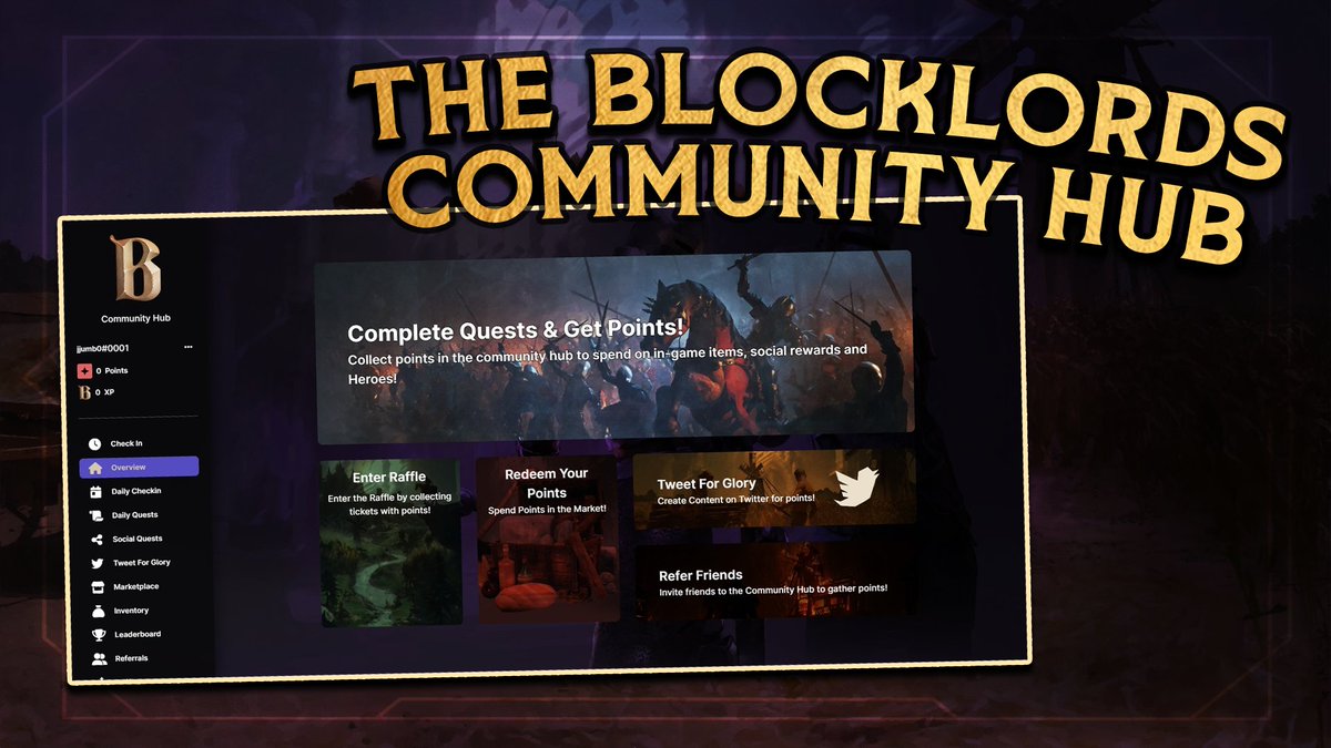 Joined the #BLOCKLORDS Community Hub yet?👀  

💥Dive in today and discover a vortex of Quests, Rewards, Raffles and rowdy friends! ⚔️  

Designed to reward community members, there's always something happening!  

Begin your Adventure today! 👇