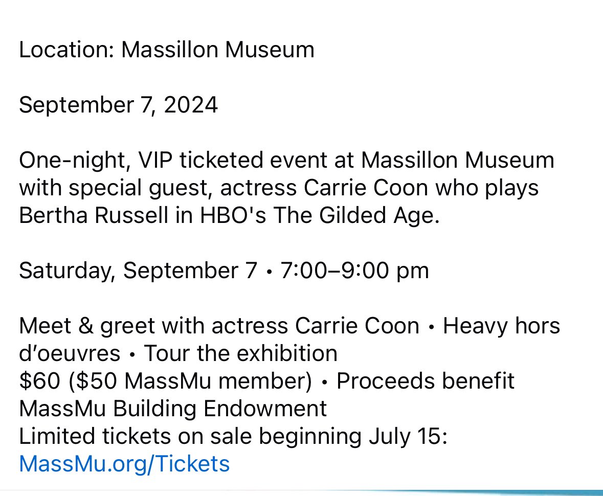 Brian Centrone (@briancentrone) on Twitter photo Set your calendars! Limited tickets for this special VIP event with <a href="/carriecoon/">Carrie Coon</a> (and me, exhibition curator) go on sale July 15th. Set your calendars! Limited tickets for this special VIP event with <a href="/carriecoon/">Carrie Coon</a> (and me, exhibition curator) go on sale July 15th.