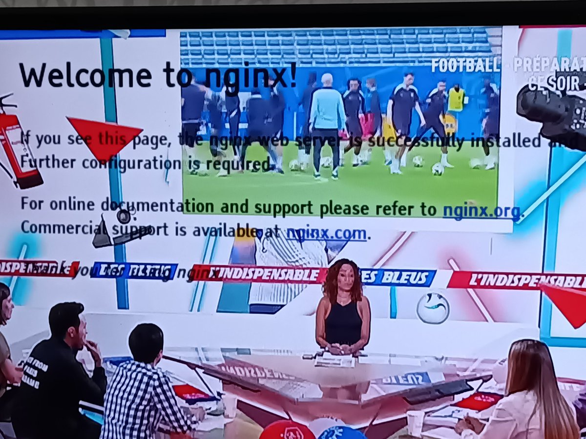 Bonjour <a href="/lachainelequipe/">la chaine L'Équipe</a> je pense que faut demander à votre service IT de contrôler la conf de votre serveur WEB pour la hbbtv soit correct !

En tout cas sympa le petit Nginx 🤣