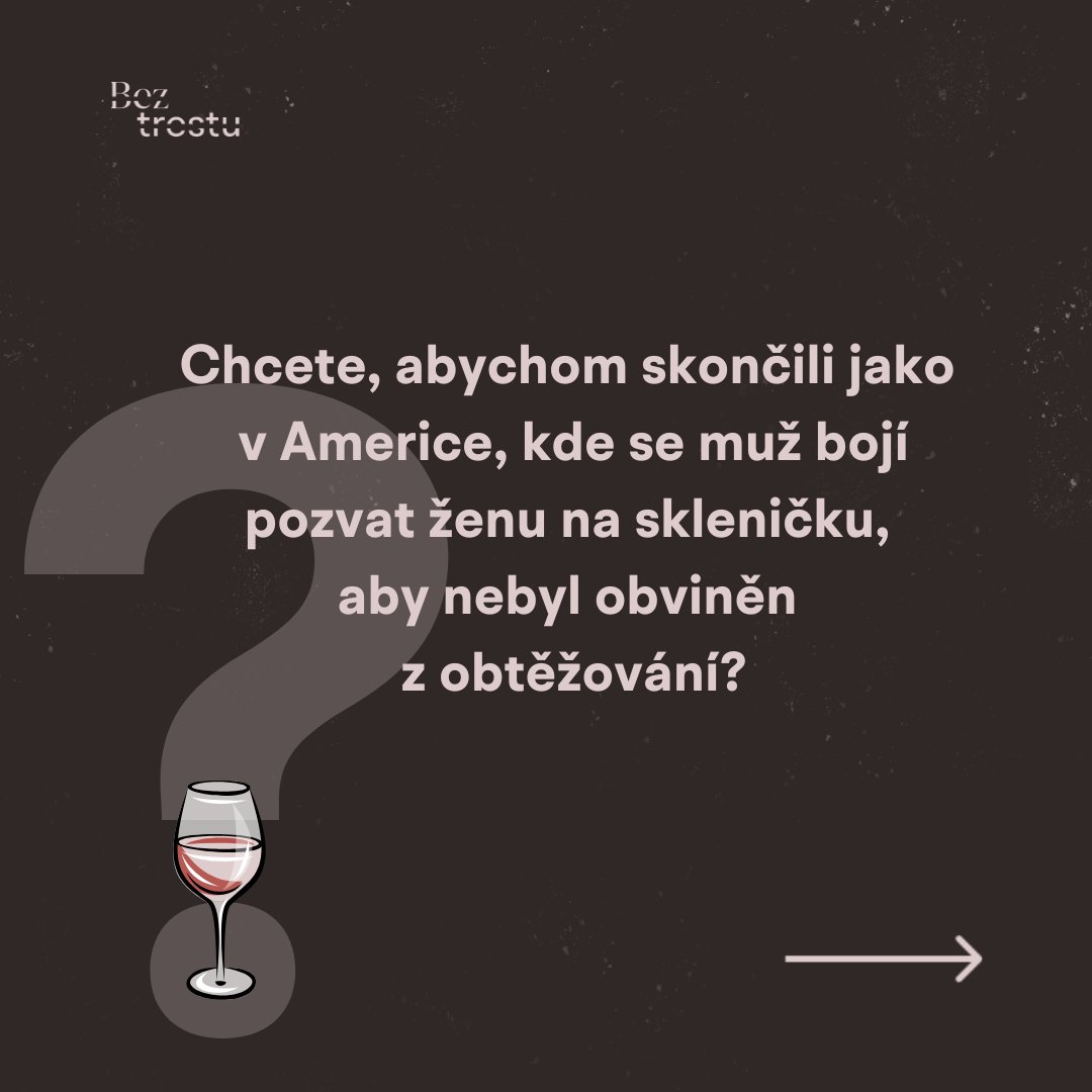 bezmytu's tweet photo. Z cyklu Ptáte se Bez trestu!
Chcete, abychom skončili jako v Americe, kde se muž bojí pozvat ženu na skleničku, aby nebyl obviněn z obtěžování?
Ne, to nechceme. Jak to vidíme? To se dozvíte v příspěvku. Je to tak jednoduché - respekt a komunikace do vztahů patří.
#beztrestu #myty https://t.co/jqTpi4LZCn