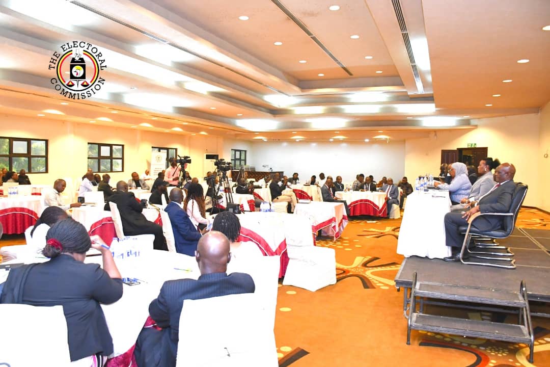 UgandaEC's tweet photo. Happening now at Royal Suites, Bugolobi: The Chairperson of the Electoral Commission Justice Byabakama Mugenyi Simon together with the entire Commission members interacting with the media about critical issues to address in the lead up to 2025/2026 General Elections

#ECMediaBreakfast
