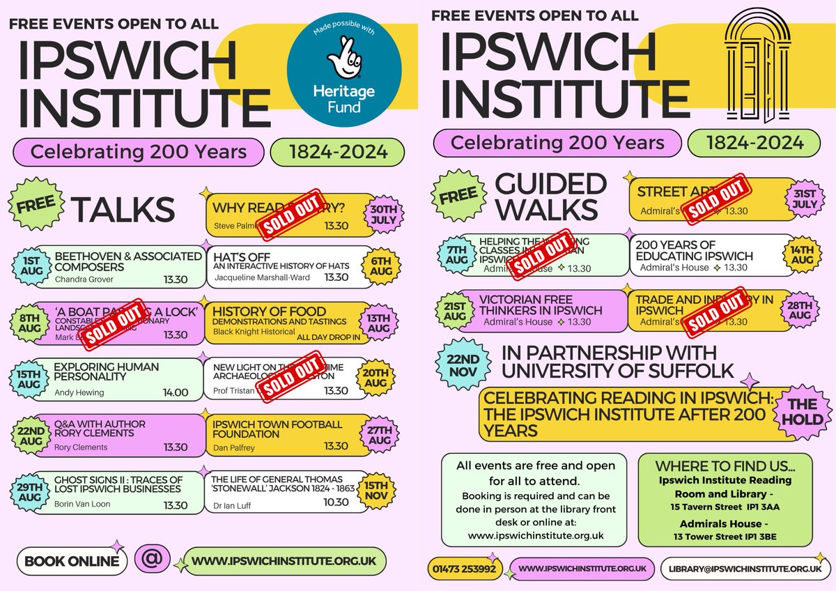 Have you seen our programme of free activities! Spaces are filling up fast - you can book online or in person at the library front desk! 
All events are free but you do need to book as spaces are limited.
shorturl.at/FBv6U