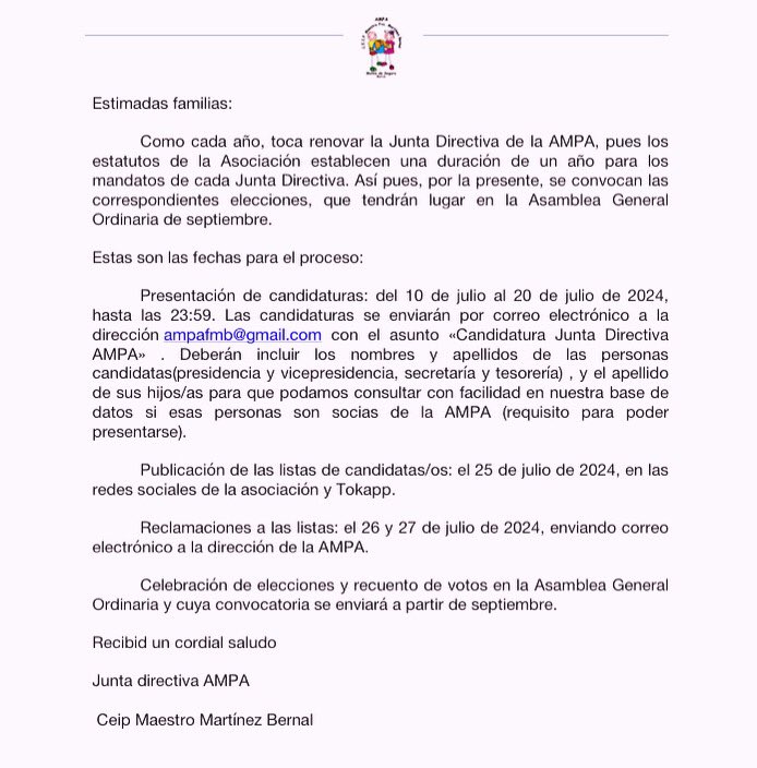 AMPA CEIP MAESTRO FRANCISCO MARTÍNEZ BERNAL (@ampabernal) on Twitter photo 