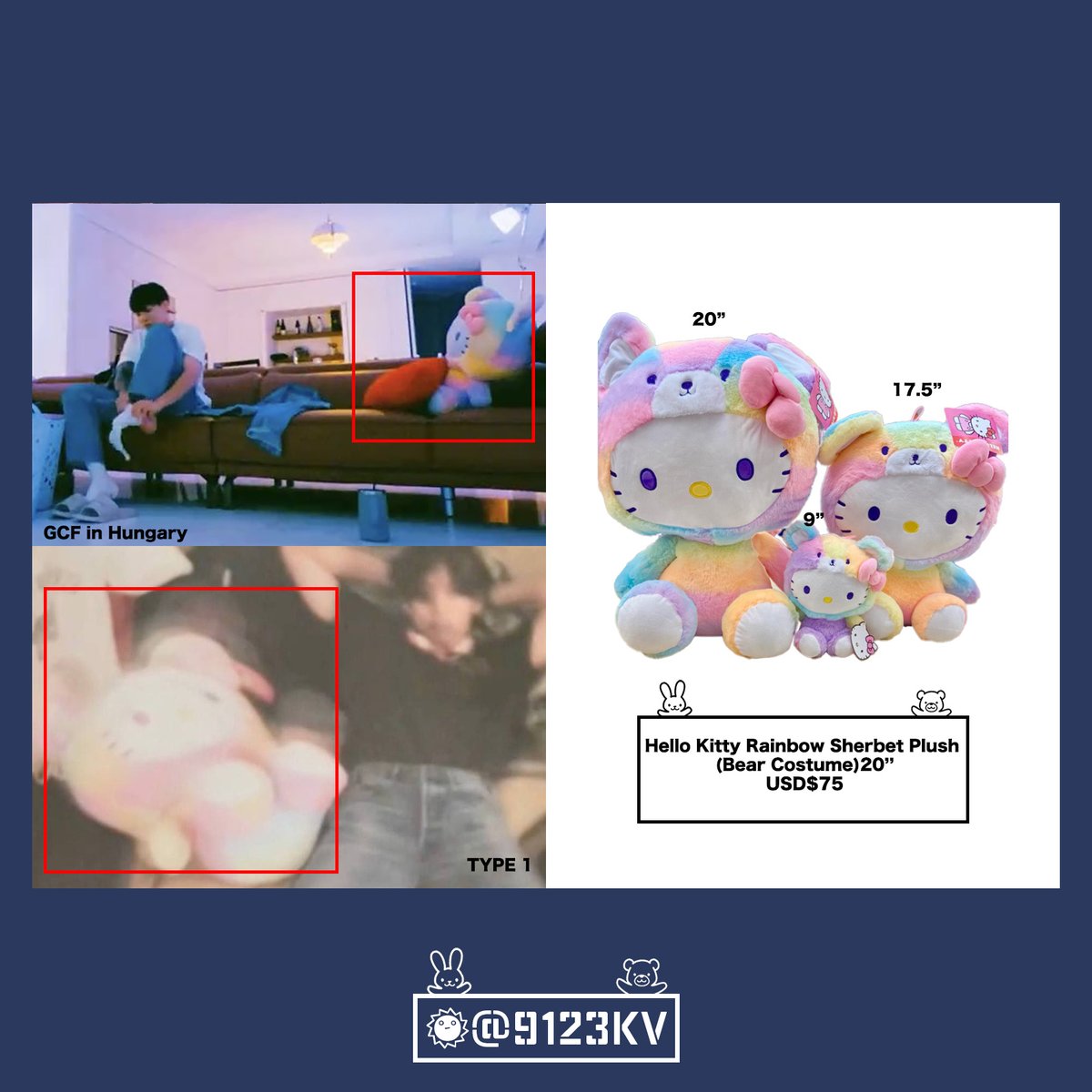 🐰🐻🐯🧸 【Hello Kitty Rainbow Sherbet Plush (Bear Costume) 】 20