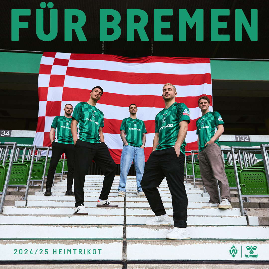 werderbremen's tweet photo. Herz und Seele der Stadt: Unser neues Heimtrikot für die Saison 2024/25. 💚

Mit Stolz tragen wir die Bremer Speckflagge auf der Brust. Gemeinsam für Werder. Gemeinsam für Bremen. 🤍 

Jetzt Trikot sichern 👉 https://t.co/QJQzo8cGNk

#Werder https://t.co/AZhXF3uvza