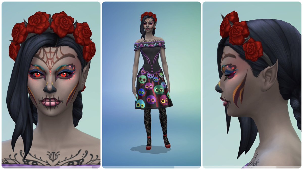 Hydetarow's tweet photo. スカル
フェイスペイント下のメイクとノーマルメイク
#TheSims4 #RealmOfMagic https://t.co/QeSBsFQbs1