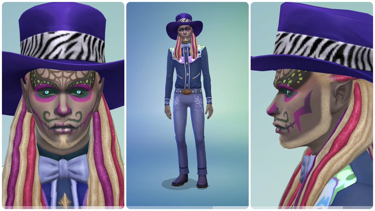 Hydetarow's tweet photo. スカル
フェイスペイント下のメイクとノーマルメイク
#TheSims4 #RealmOfMagic https://t.co/QeSBsFQbs1