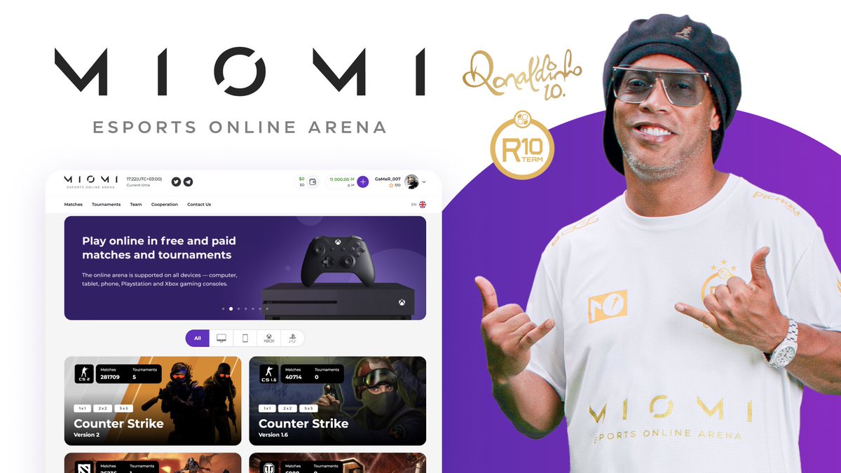 Miomi Game (@miomi_game) on Twitter photo 🤙🏽 Ronaldinho has joined the team at <a href="/miomi_game/">Miomi Game</a> - an esports online arena.
🎮 Play tournaments and matches in your favourite games on <a href="/miomi_game/">Miomi Game</a>
🤝 Our friends include @r10team, TON, Telegram, Cointelegraph, Founder of Notcoin & Tonstarter
#MiomiGame #Esports #Crypto #Web3 🤙🏽 Ronaldinho has joined the team at <a href="/miomi_game/">Miomi Game</a> - an esports online arena.
🎮 Play tournaments and matches in your favourite games on <a href="/miomi_game/">Miomi Game</a>
🤝 Our friends include @r10team, TON, Telegram, Cointelegraph, Founder of Notcoin & Tonstarter
#MiomiGame #Esports #Crypto #Web3