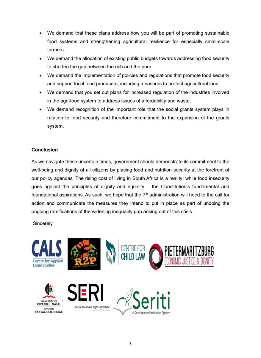 CALS is part of a group of civil society organisations who have written to Parliament to highlight food insecurity as a top priority for the 7th administration
