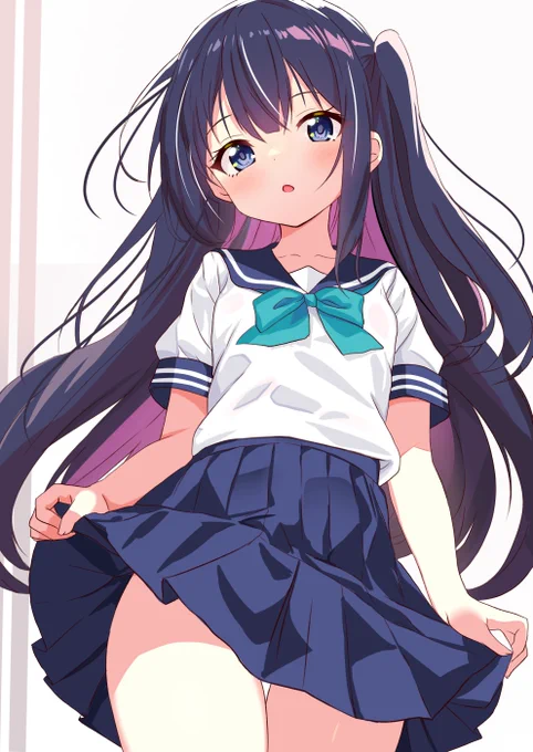 #セーラー服の日 らしいので、セーラー服ちゃん 気づいたけど太股の三角ゾーン作りたすぎて、 後ろ塗り忘れてる…直さないけど