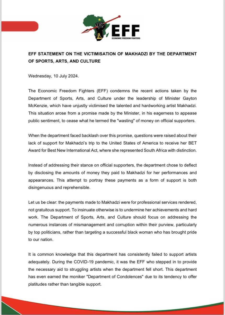 Economic Freedom Fighters tweet media