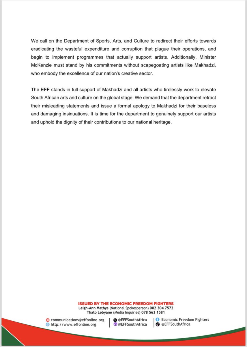 Economic Freedom Fighters tweet media