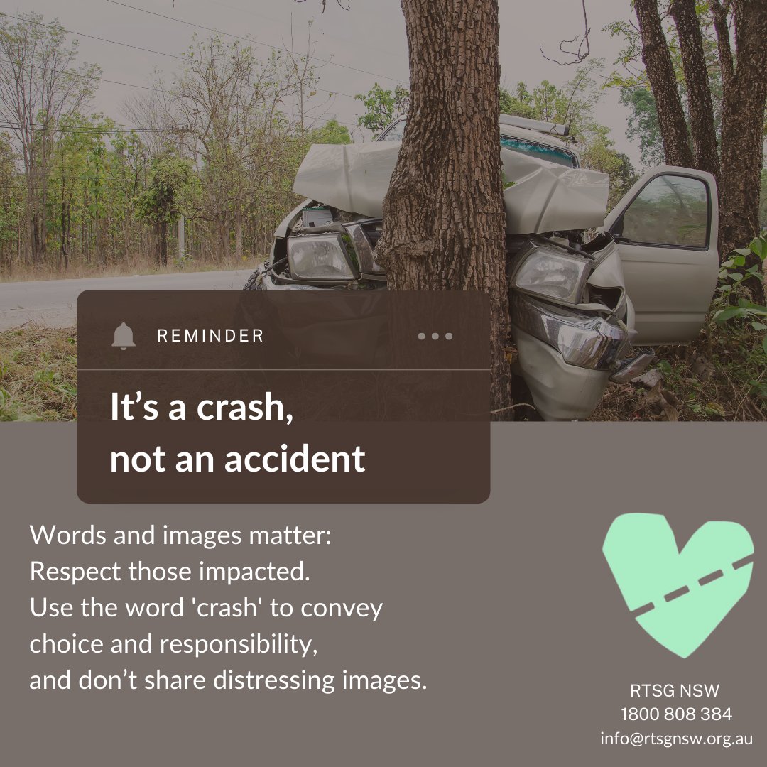 rtsgnsw's tweet image. Always consider the impact on vulnerable audiences
Stories of road trauma can be painful.
Handle each story with sensitivity and care.
Use the word crash - and don't share distressing images.
See the full Road Crash Reporting Guidelines here: rc-rg.com.au

#RTSG #RCRG