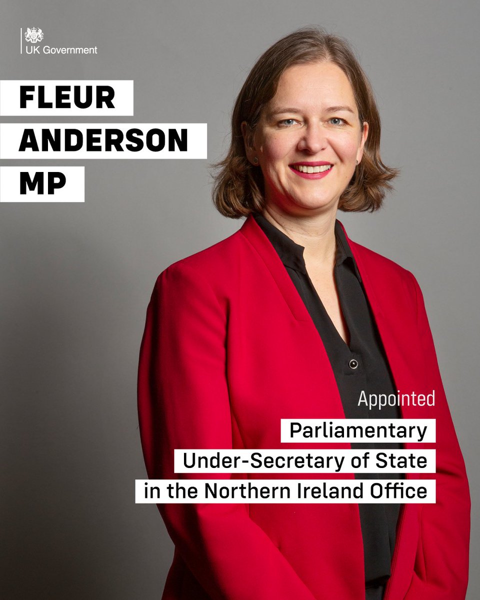 APPOINTED: <a href="/PutneyFleur/">Fleur Anderson MP</a> is the Parliamentary Under-Secretary of State for the Northern Ireland Office.

#NorthernIreland