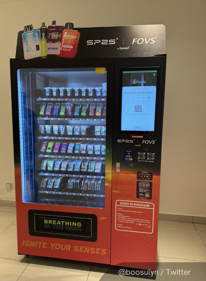 A vape vending machine set up at a mall in Kuala Lumpur has sparked outrage  on social media for promoting potentially harmful habits. The machine does  not require age verification, as purchases