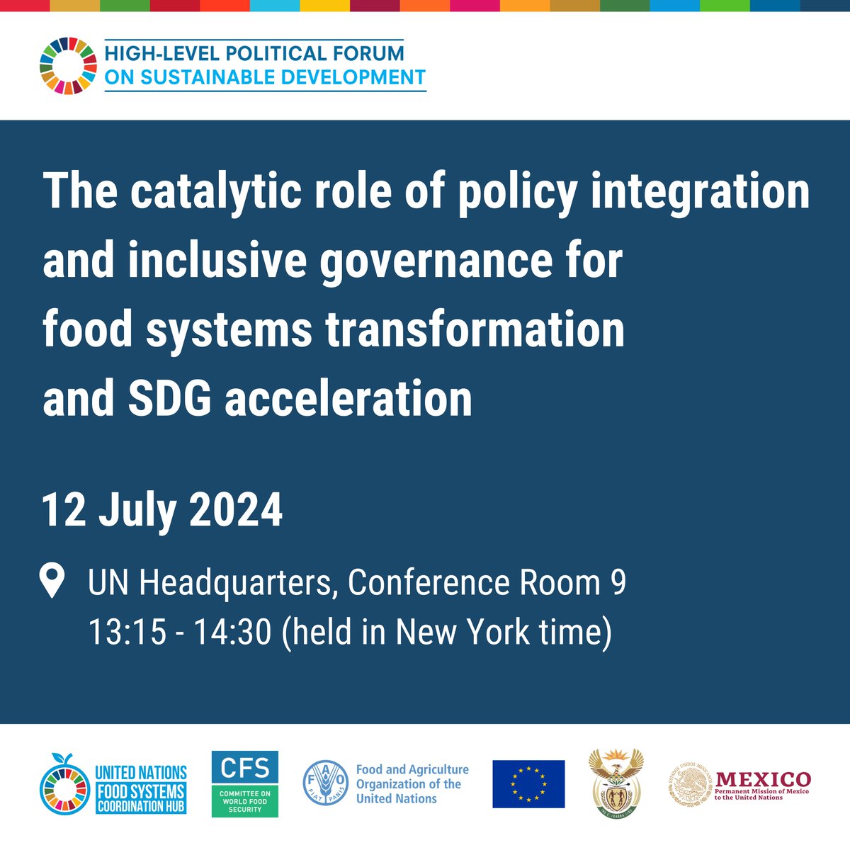 📣Don't forget to register for our #HLPF side event on #FoodSystems transformation for #SDGs acceleration!

Attend in-person ➡️bit.ly/45X4DBw
Watch online ➡️bit.ly/4cPkeFm
Learn more ➡️bit.ly/3W0kWJa