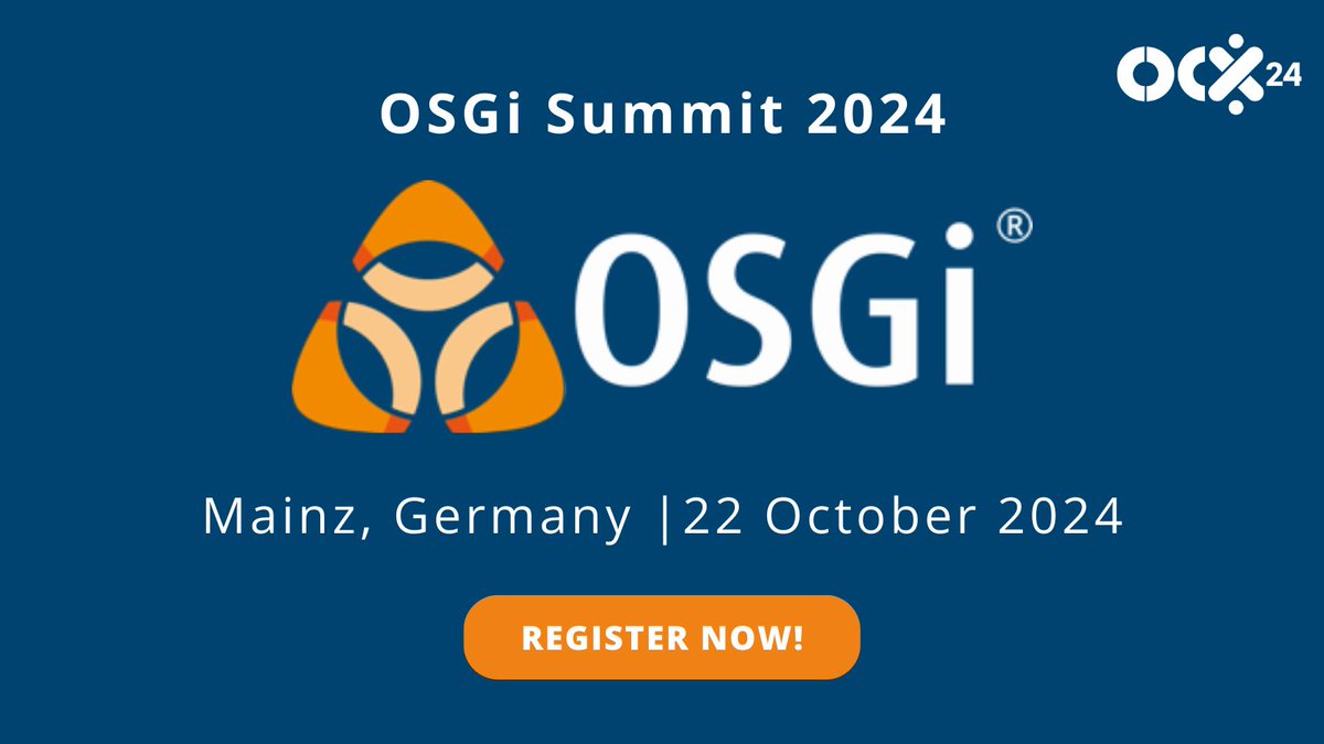 📅 Registration for the OSGi Summit at #OCX24 is open! Share your knowledge and experiences with the OSGi community on 22 October in Mainz! #opensource 
hubs.la/Q02FmZ600