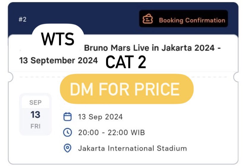 stephikeiron's tweet photo. #WTS #BrunoMarsLiveInJakarta 13 SEPT 2024 CAT2. DM FOR PRICE 🙏🏼🙏🏼🙏🏼 https://t.co/EDqZmE0zkT