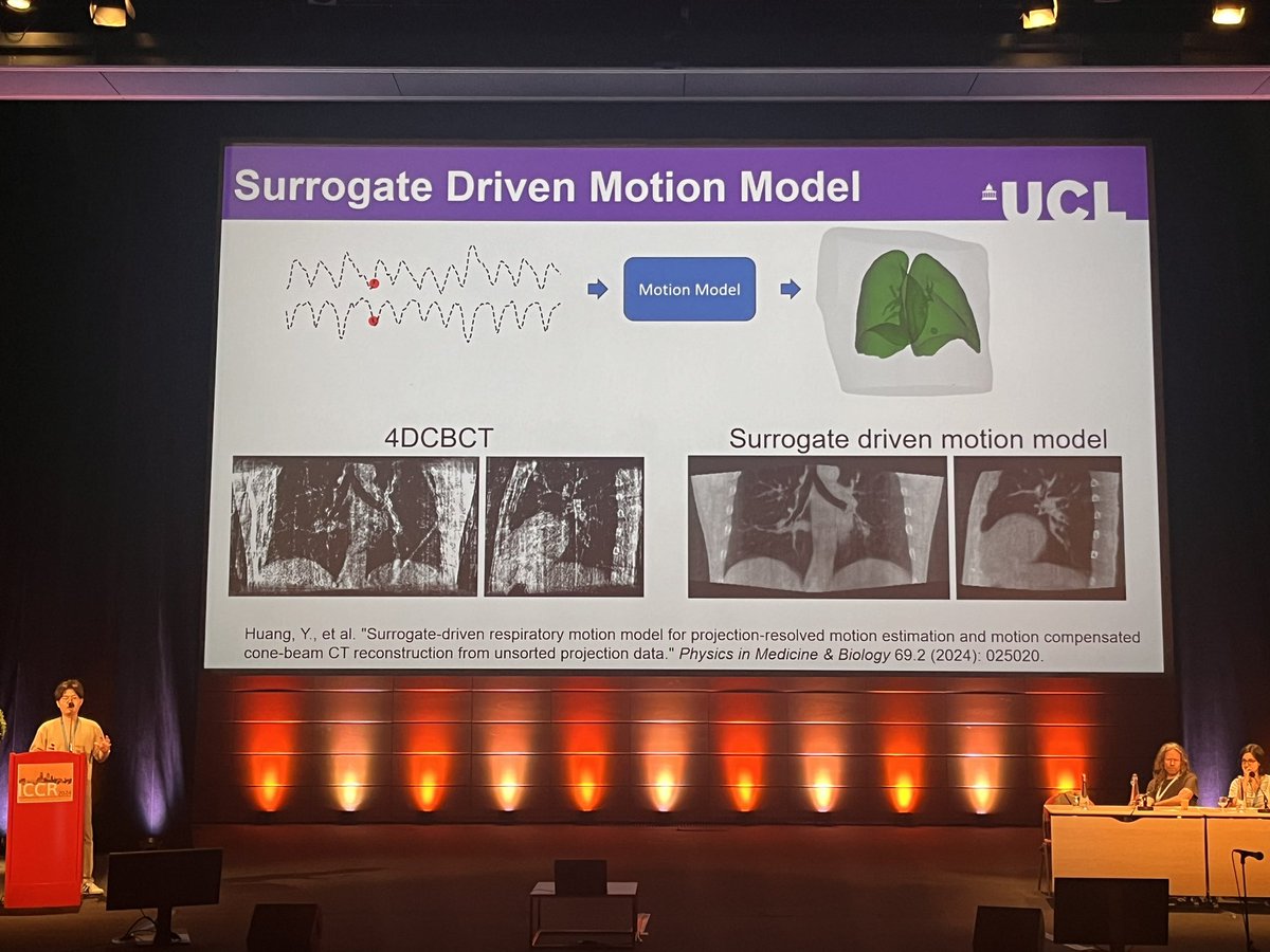 Yuliang Huang presented his work on Surrogate Optimised Respiratory motion model to estimate motion for each projection of 3D CBCT scan at <a href="/ICCR2024/">ICCR2024</a>