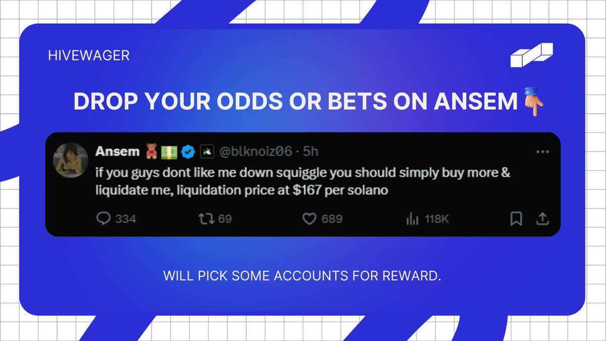 hivewager's tweet photo. Do you think @blknoiz06 will get Liquidated this time &amp; he's Wrong? 💭

- Drop your odds &amp; $Sol Address
- Like, RT &amp; Follow us

#HiveWager #Solana #ANSEM #SolanaCommunity https://t.co/U4hHityjFK