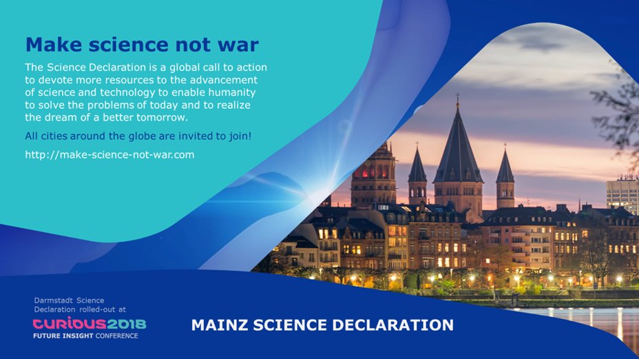 MAKE SCIENCE NOT WAR

The Science Declaration is a call to all nations, societies and organizations to devote more resources to the advancement of science and technology and was just signed by <a href="/clemenshoch/">Clemens Hoch</a> and <a href="/NinoHaase/">Nino Haase</a>. Are you next to sign? #Curious2024 @mainz_de <a href="/MWGRLP/">Ministerium für Wissenschaft und Gesundheit #RLP</a>