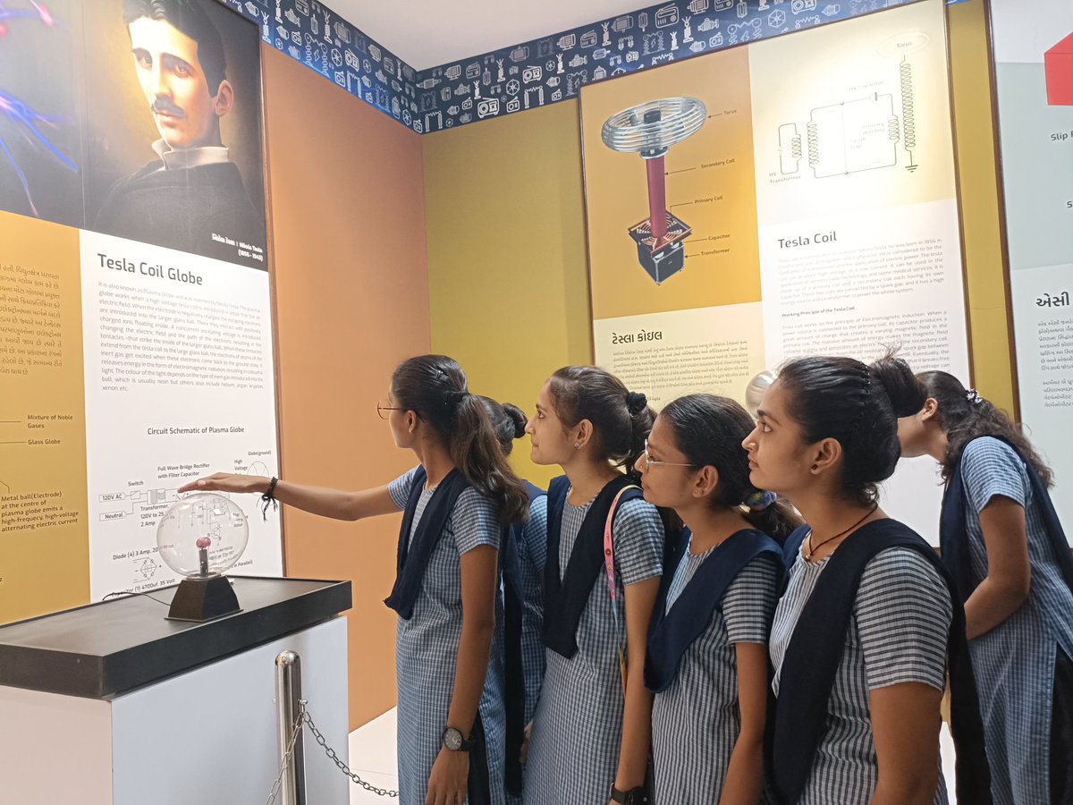 Vivek_Mehta11's tweet image. Celebrate the birth anniversary of #NikolaTesla at the @RSCBhavnagar Discover the #brilliantmind behind the #alternatingcurrent (AC) system and #TeslaCoil many more #technologies. Our special #exhibits will take you through Tesla&apos;s groundbreaking experiments and contributions.