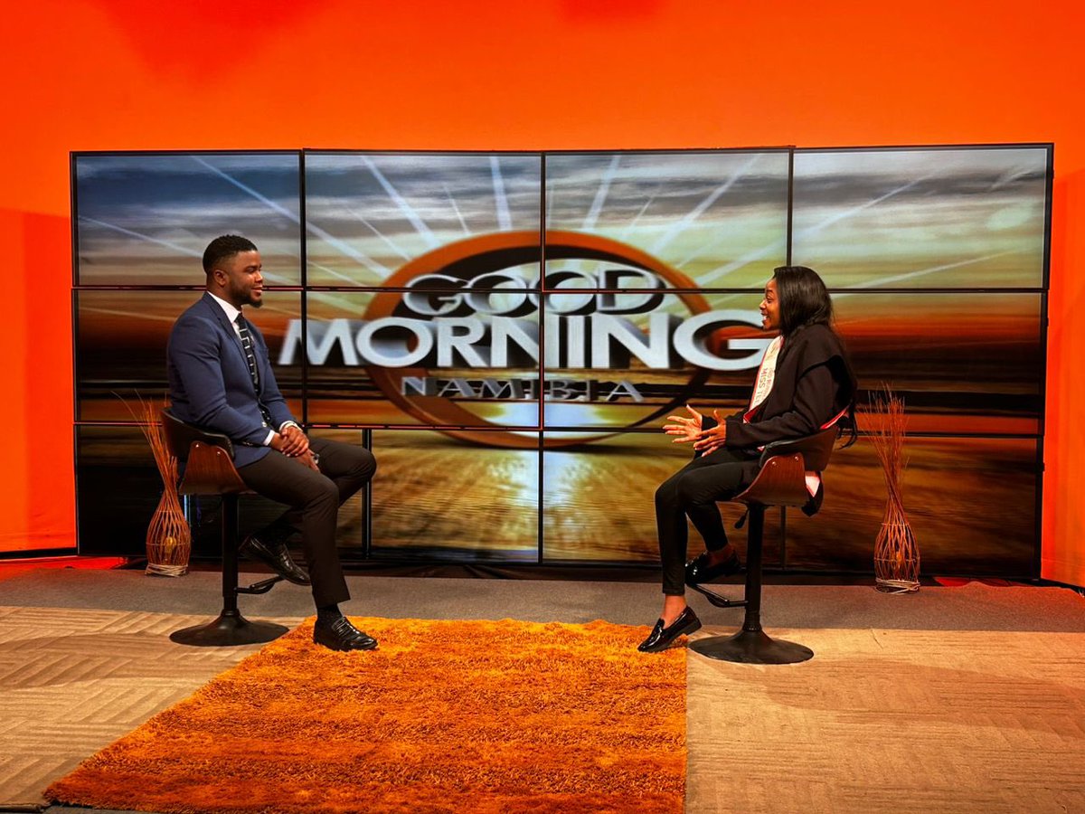 NBCNamibia's tweet photo. GMN - Good Morning Namibia with Miss Teen Namibia 🇳🇦 Oriana Ribeiro &amp; Ndishishi Hamufungu.

Oriana  spoke about her journey to Miss Teen International in India , how the experience was and her placement in the top 3.

.
.

#missteennamibia
#goodmorningnamibia https://t.co/TKjl3P2yVP