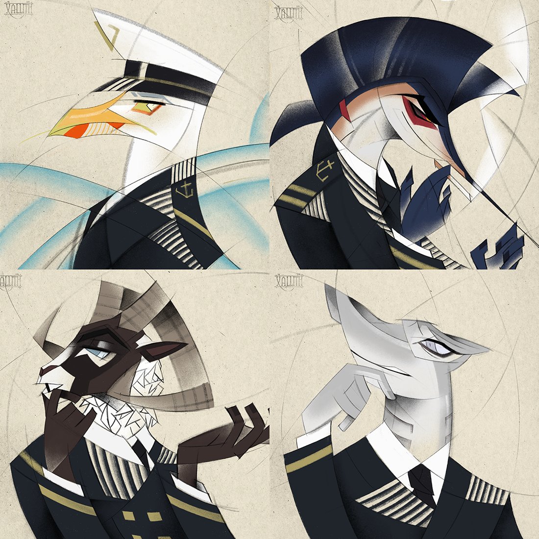 xaxallith's tweet image. #PortfolioDay Hello i'm Xallith and i am from France, i deeply love nautical stuff and i'm curently "creating" some stories around a ocean liner at the beginning of 1920s with my characters.