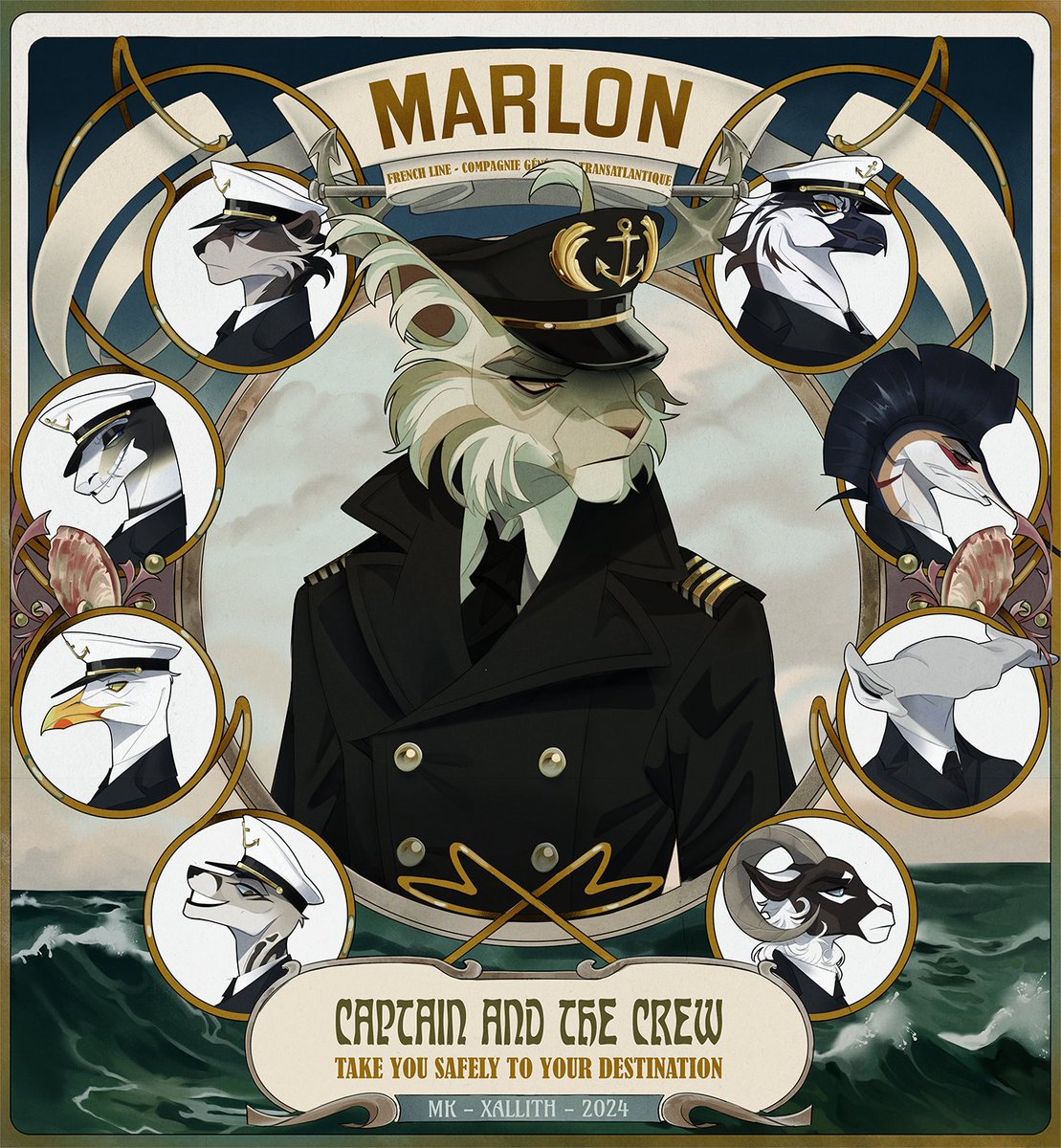 xaxallith's tweet image. #PortfolioDay Hello i'm Xallith and i am from France, i deeply love nautical stuff and i'm curently "creating" some stories around a ocean liner at the beginning of 1920s with my characters.
