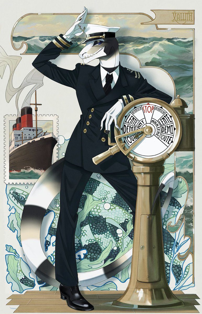 xaxallith's tweet image. #PortfolioDay Hello i'm Xallith and i am from France, i deeply love nautical stuff and i'm curently "creating" some stories around a ocean liner at the beginning of 1920s with my characters.