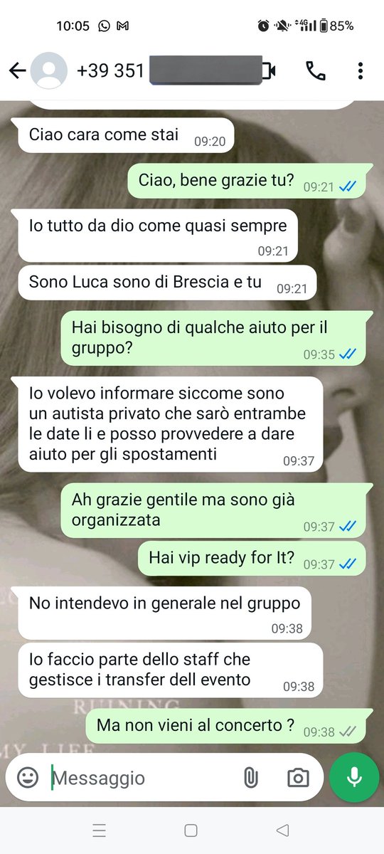 iosononicol's tweet photo. volevo informare tutti che c'è un ragazzo che dice di chiamarsi luca e di lavorare per il transfer per Taylor che propone di dare passaggi o di portarvi nel backstage. Su telegram si chiama sugarbrescia. FATE ATTENZIONE NON ACCETTATE PASSAGGI DA SCONOSCIUTI O PROPOSTE STRANE RT https://t.co/X6u1iYSAPX