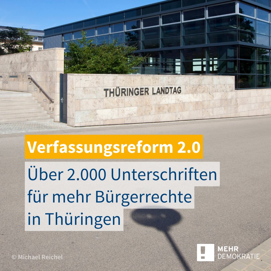 ✊ 2.157 Menschen haben unsere Petition zur #Verfassungsreform in #Thüringen unterzeichnet! ✊ Damit hat unser dortiger Landesverband die Hürde von 1.500 Unterschriften erreicht, und im #Petitionsausschuss wird es nach den #ltw2024 zu einer Anhörung kommen. (1/2)