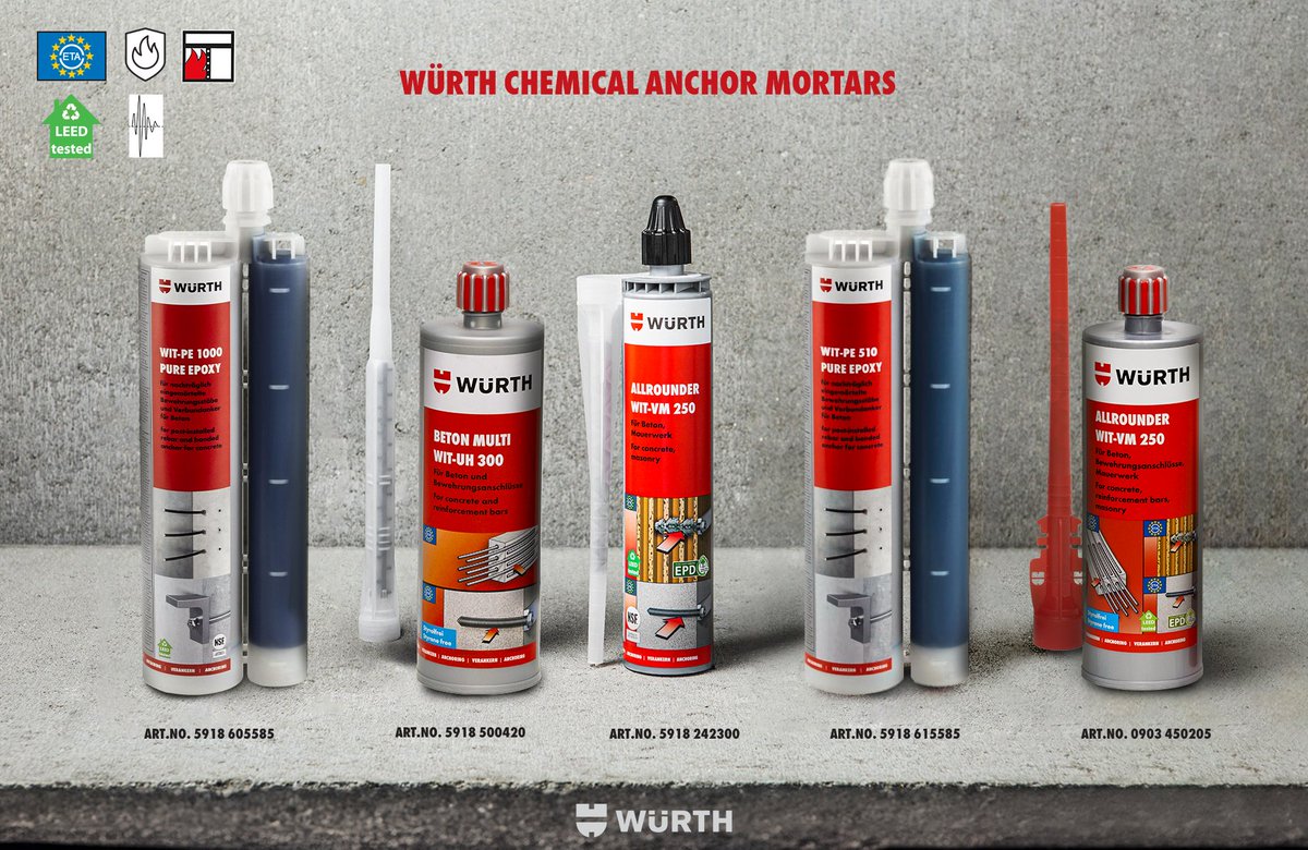 WurthKSA's tweet photo. Less stress when anchoring?
Choose Würth Anchor Mortars🌇💫
Long processing time for less stress:
• When mounting fixings in high temperatures (e.g. in summer)
• With great anchoring depths and large diameters
#würth #wurthksa #ksa #wurth #wurthproducts #Construction  #بناء https://t.co/fAAXaZoicj
