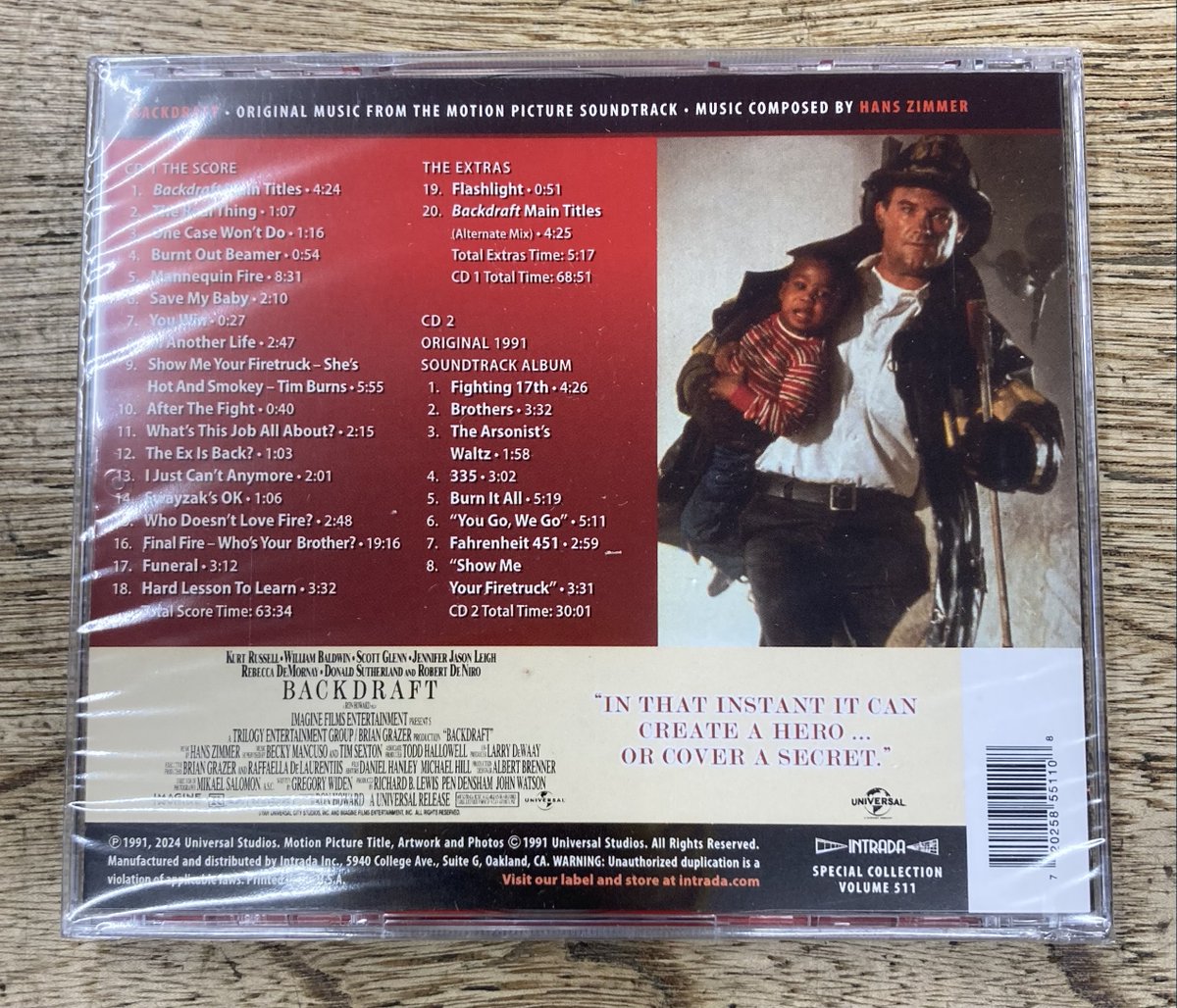 オリジナルサウンドトラックCD 「バックドラフト」2枚組 【公式通販】