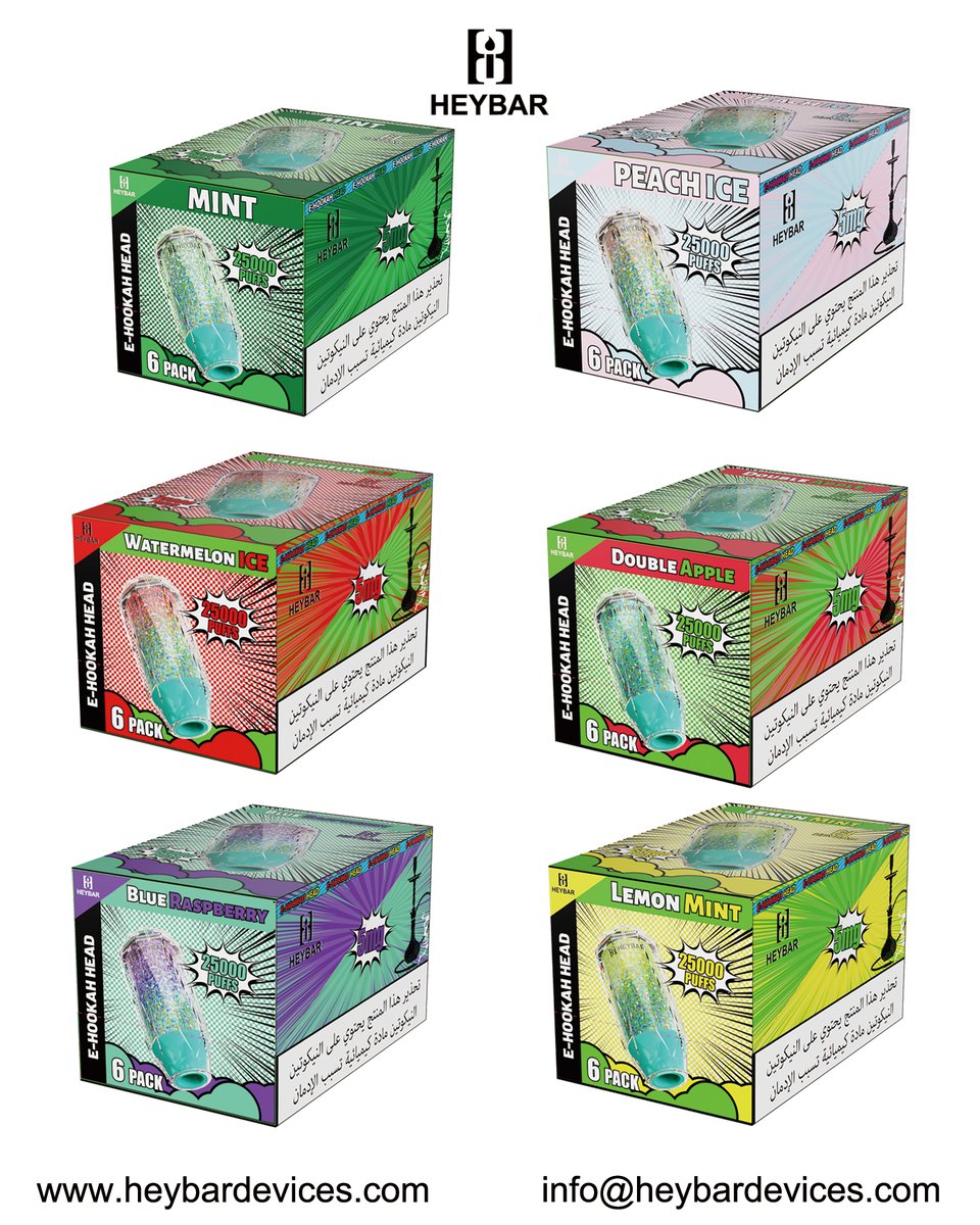 HeybarVape's tweet photo. #Heybar Hookah Head - 25K Devices!
Fresh on the market and packed with flavor, the Heybar 25K puff devices, each filled with up to 25mg of e-liquid, have arrived!
Contact us at info@heybardevices.com. Don't miss out – head to Heybar now and explore the latest devices in stock! https://t.co/edHPVBkVli