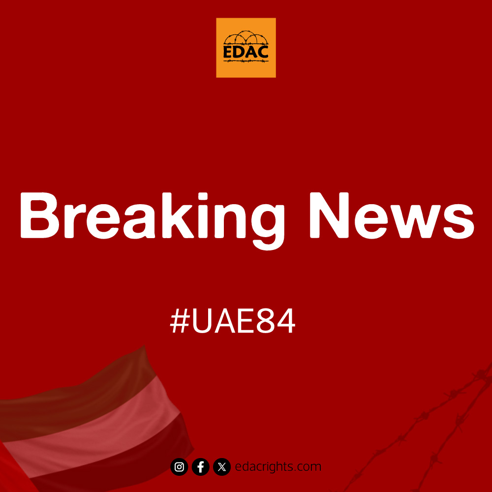 🟠 #Breaking: Abu Dhabi Federal Court of Appeal sentenced the #UAE84 detainees to prison terms ranging from 15 years to life imprisonment.