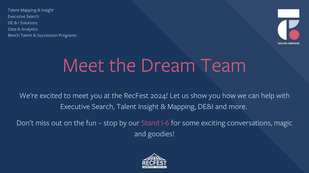 toresearch's tweet photo. #TalentSolutions #Transparency #TaylorOsborne #RecFestUK #RecFest #Sponsorship #inhouse #recruitment #resourcing #TA #HR #TAProfs #Talent Acquisition #talentdiversity #ExecutiveSearch https://t.co/dMKlVpPI13