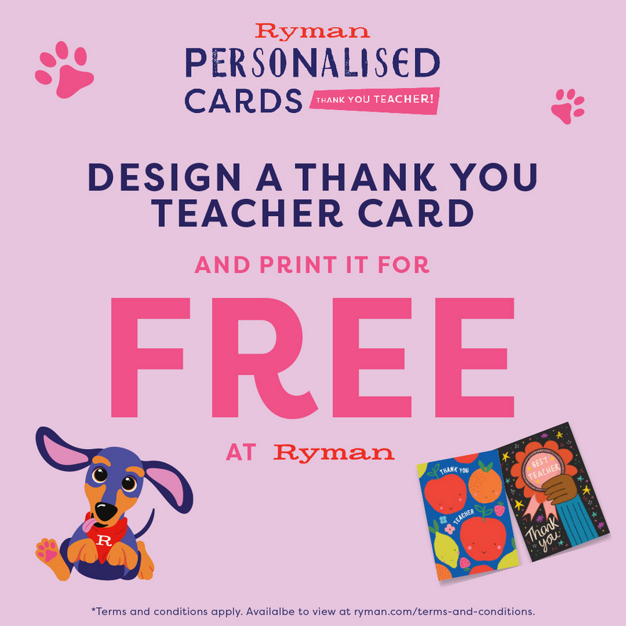 QueenStreetShop's tweet photo. Design a thank you teacher card and print it for FREE* in-store at #Ryman!

What better way to show your appreciation than with a heartfelt card made just by you? 💕

Head over to the Ryman Blog for more information.

Learn more: https://t.co/jK7JfEUWec

#QueenStreet #LoveDarlo https://t.co/9mahCubjUA